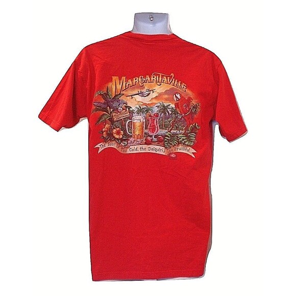Margaritaville T Shirt Retro Jimmy Buffett Graphic Parrot Head Red Mens Size M - Picture 1 of 6